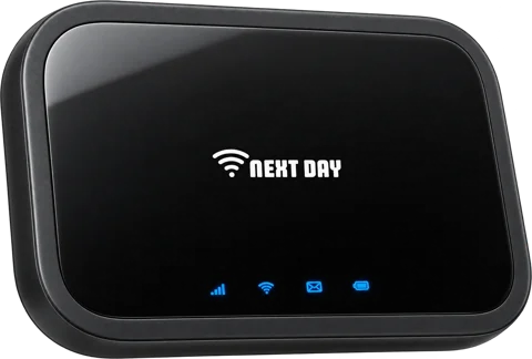 On-The-Go portable broadband: black battery-powered pocket Wi-Fi hotspot
